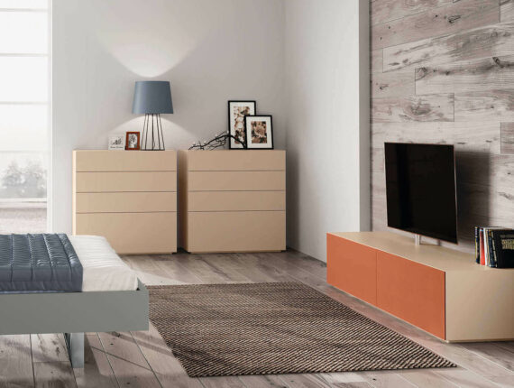 pure Wohnzimmer Sideboard in creme und orange
